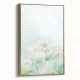Framed canvas featuring a vintage landscape painting of spring, with muted green and gold tones, ideal for bedroom wall art.