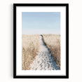 Abstract art print featuring vibrant, textured summer hues on a large canvas, framed in black.