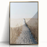 Large mid-century modernist art print of summer season in acrylic, framed in gold, ideal for nursery wall decor.