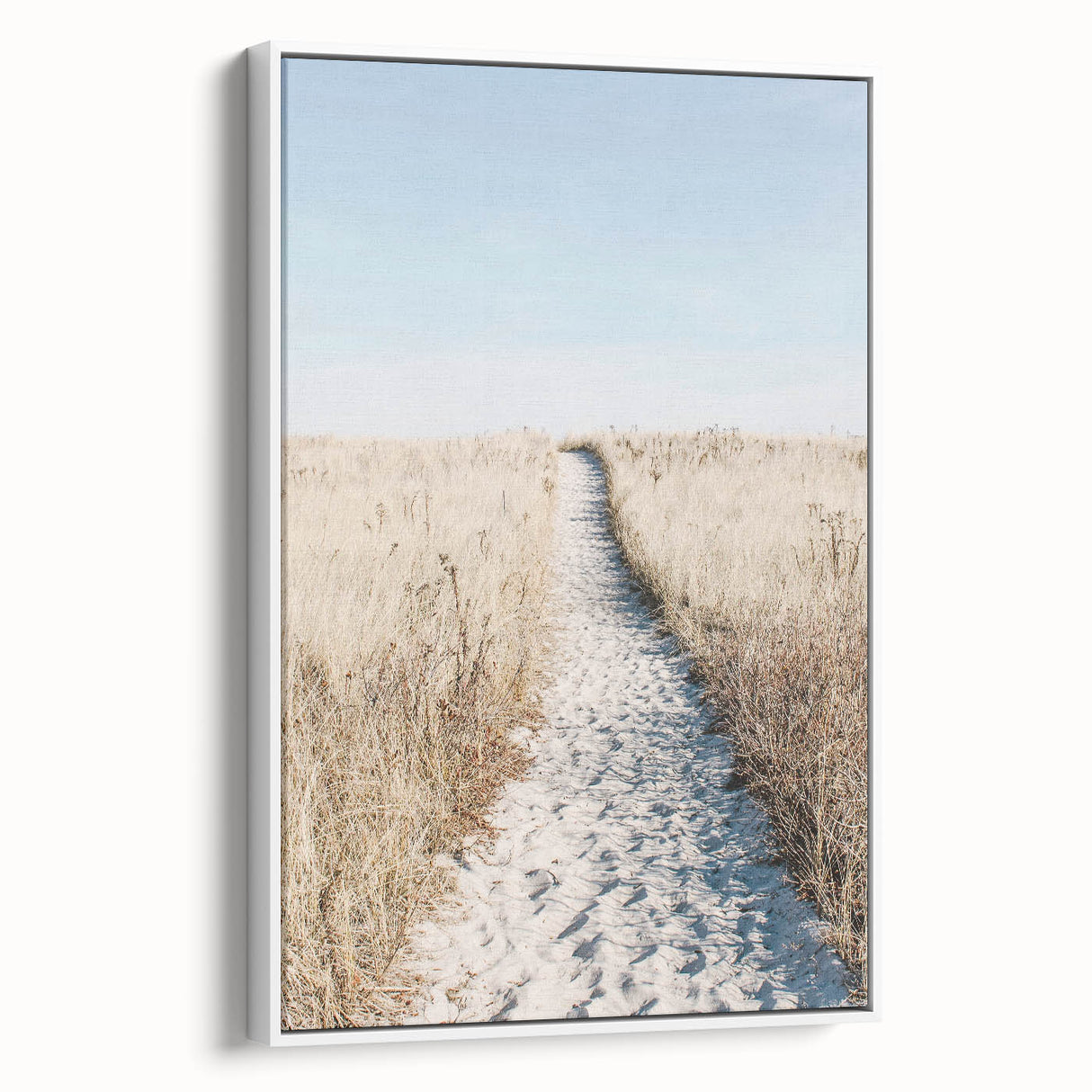 Vintage poster art of a summer scene on framed canvas, featuring vibrant colors against a black background.
