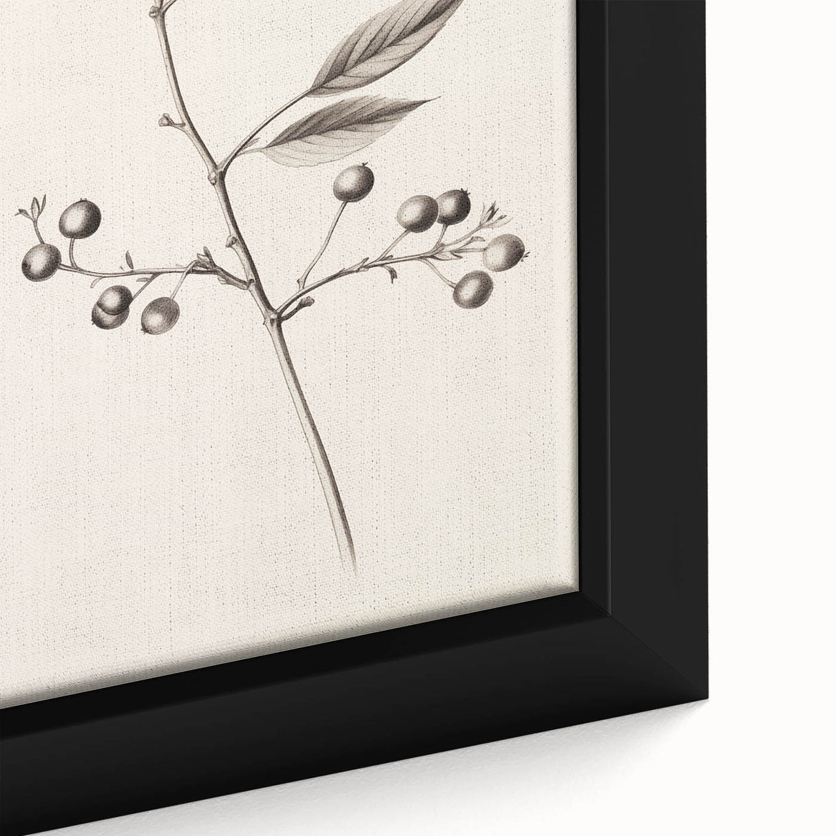 Extra large framed canvas of a textured black wall art featuring colorful, abstract winter motifs.