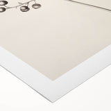 Art deco poster of a winter scene in muted blue and white tones on rolled canvas, suitable for dining room decor.