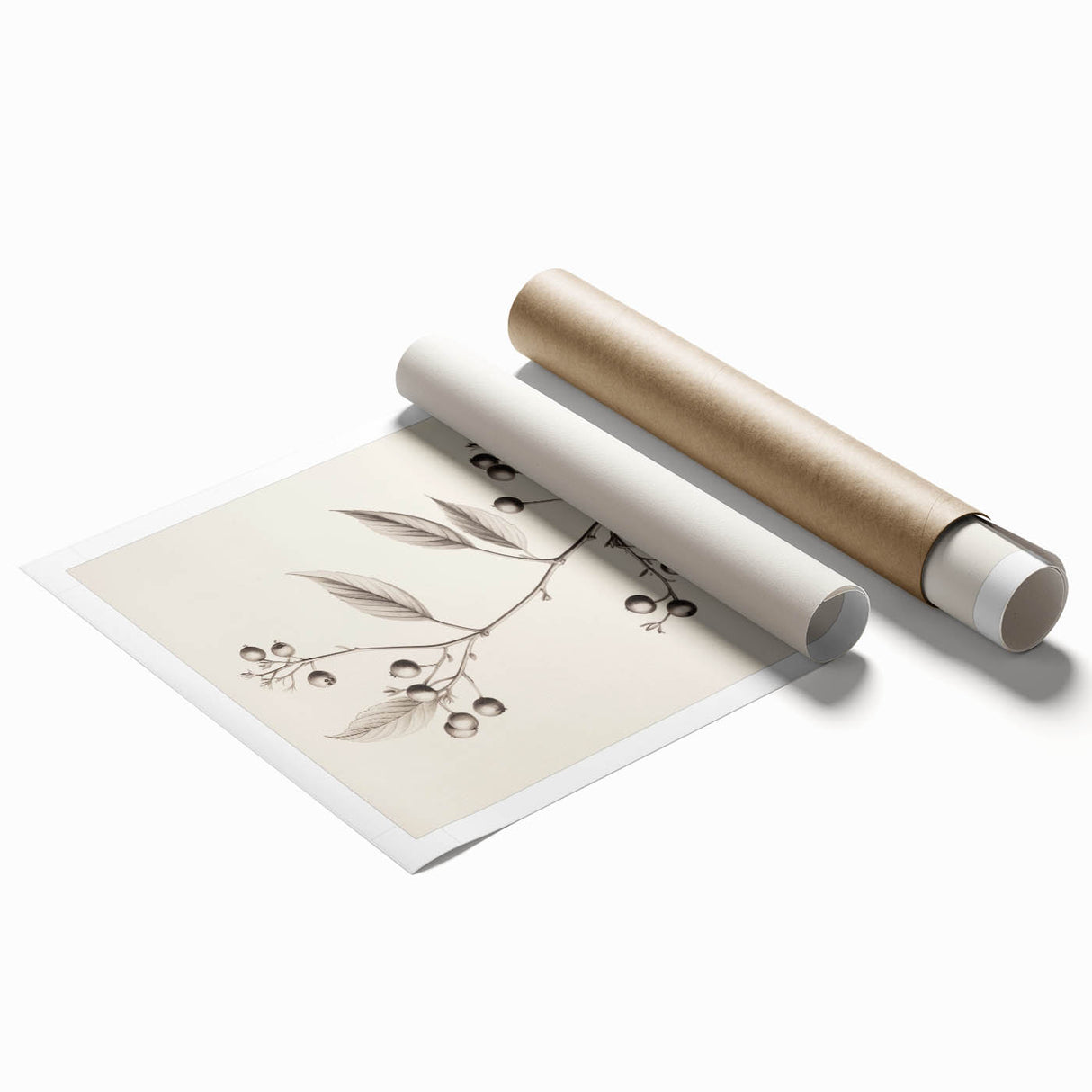 Extra large rolled print of a winter floral scene in muted blues and grays, ideal for classy bathroom wall art.
