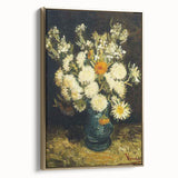 Vintage poster art depicting a landscape, framed in gold on canvas, ideal for bedroom wall decor.