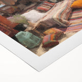 Art deco poster featuring a caravan of vintage cars in muted earth tones on a rolled canvas, suitable for dining room decor.