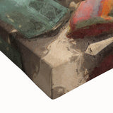 Large art of a black and white caravan landscape on stretched canvas, suitable for bedroom wall decor.