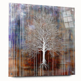Plum and Brown Abstract Tree Wall Art - Large Canvas & Framed Print
