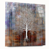Plum and Brown Abstract Tree Wall Art - Large Canvas & Framed Print