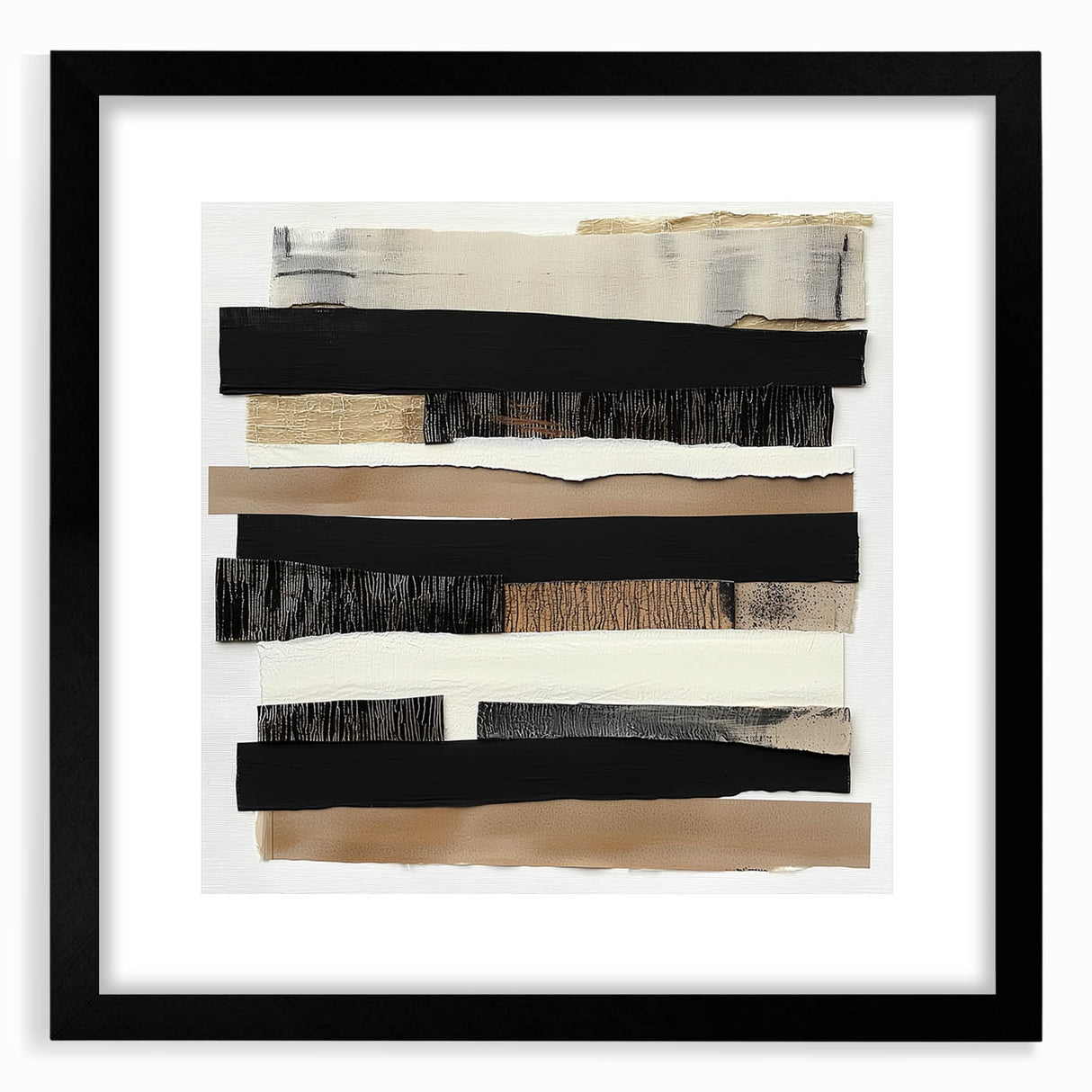 Minimalist black-framed abstract art print featuring soft pastel colors and geometric shapes, ideal for modern home decor. Perfect for enhancing any contemporary living space.