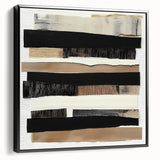 Framed minimalist black abstract canvas art showcasing elegant lines and shapes, perfect for modern home décor. Side view highlights its sleek design and premium framing.