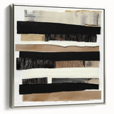 Framed minimalist abstract canvas artwork with a silver border, showcasing a sleek side view that highlights its contemporary design, perfect for modern decor.