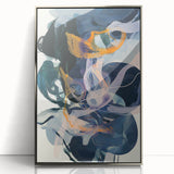 Framed acrylic wall art with a minimalist silver abstract design, showcasing sleek lines and modern aesthetics, perfect for contemporary home decor.