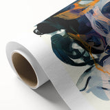 Abstract minimalist rolled canvas artwork showcasing a vibrant blend of geometric shapes and colors, ideal for modern home decor. Packaged securely in a cardboard tube for delivery.