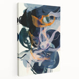 Minimalist abstract stretched canvas artwork in soft pastel colors, showcasing a contemporary design with smooth lines and subtle gradients, perfect for modern decor.