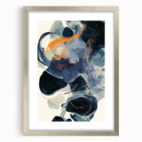 Minimalist abstract wall art framed in silver, showcasing a sleek design with a white mat, perfect for modern home decor. Ideal for adding elegance to any room.