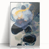 Framed acrylic artwork featuring a minimalist abstract design in white, showcasing smooth lines and geometric shapes, ideal for modern interior decor.