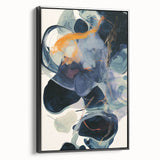 Framed minimalist abstract art canvas in black, showcasing a sleek side view, perfect for modern decor. Ideal for enhancing contemporary living spaces or offices.