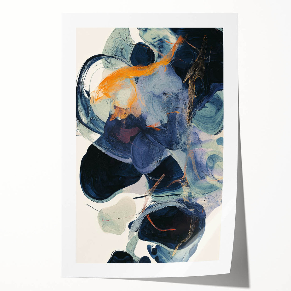 Abstract minimalist rolled print showcasing soft pastel colors and geometric shapes, elegantly packaged in a durable cardboard tube for safe delivery. Ideal for modern decor enthusiasts looking to enhance their living space with unique wall art.