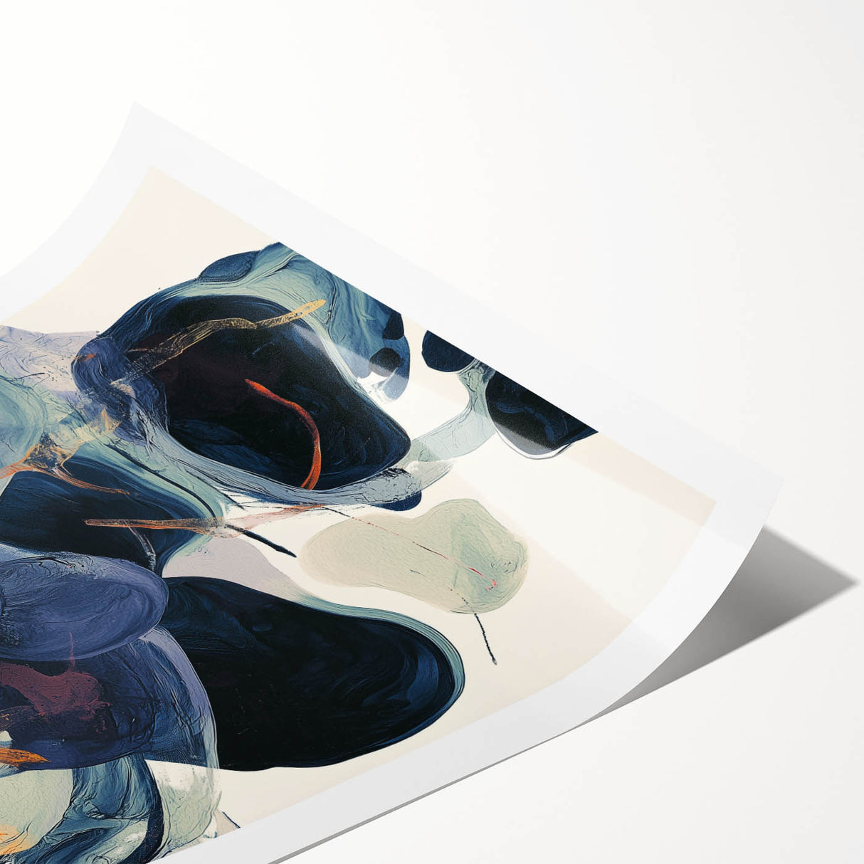 Abstract minimalist rolled print showcasing soft pastel colors and geometric shapes, elegantly packaged in a protective cardboard tube for safe shipping. Ideal for modern home decor enthusiasts seeking unique artwork.