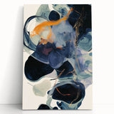 Abstract minimalist stretched canvas artwork featuring soothing pastel colors, elegantly leaning against a light wall, enhancing modern interior decor aesthetics.