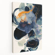 Stretched canvas artwork showcasing a minimalist abstract design with soft pastel colors, viewed from the side, ideal for modern home decor.