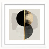 Abstract minimalist white frame with a mat, showcasing a vibrant, geometric artwork against a clean background, ideal for modern interior decor and art enthusiasts.