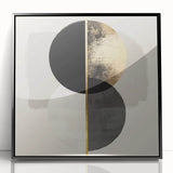 Framed acrylic wall art featuring a minimalist abstract design in black, showcasing clean lines and geometric shapes, perfect for modern decor.