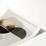 Abstract minimalist wall art print showcasing soft earth tones and geometric shapes, elegantly rolled for easy display, perfect for modern home decor.