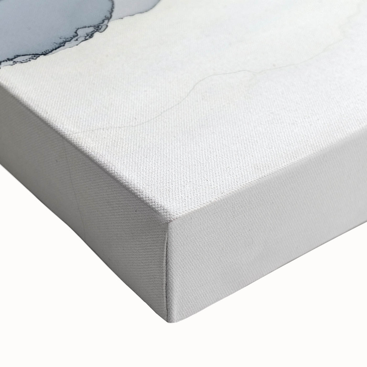 Close-up of a minimalist abstract stretched canvas artwork showcasing soft pastel colors and smooth textures, perfect for modern home decor. Ideal for enhancing any living space or office setting with a touch of contemporary elegance.