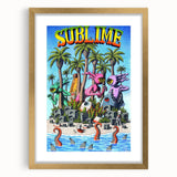 Sublime "40 Ounces" Poster – Vintage Concert Art with Alien Vibes