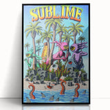 Sublime "40 Ounces" Poster – Vintage Concert Art with Alien Vibes