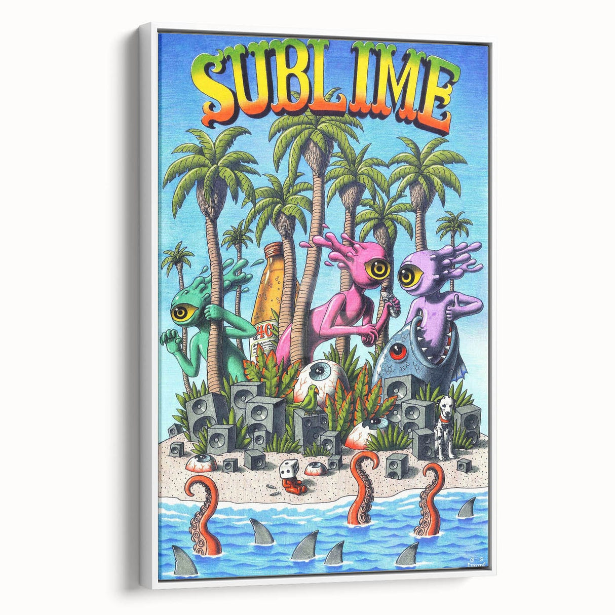 Sublime "40 Ounces" Poster – Vintage Concert Art with Alien Vibes