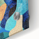 Close-up of a minimalist abstract acrylic glass artwork showcasing vibrant colors and smooth textures, perfect for modern home decor and artistic expression.