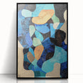 Framed minimalist abstract wall art in black acrylic, showcasing geometric shapes and contrasting colors. Perfect for modern home decor, adding elegance and style.