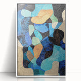 Framed acrylic artwork showcasing a minimalist abstract design in shades of white and gray, ideal for modern home decor. Perfect for enhancing contemporary interiors.