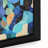 Abstract minimalist framed canvas artwork showcasing soft pastel colors and geometric shapes, ideal for modern home decor and artistic interiors.