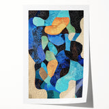 Abstract minimalist rolled print showcasing soft pastel colors and geometric shapes, ideal for modern home decor. Packaged securely in a sturdy cardboard tube for protection during shipping.