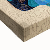 Close-up of a minimalist abstract stretched canvas artwork showcasing soft pastel colors and geometric shapes, perfect for modern home decor and aesthetic enhancement.