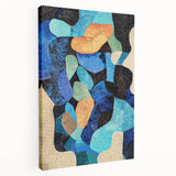 Stretched canvas artwork showcasing a minimalist abstract design with soft pastel colors, displayed from a side view, perfect for modern home decor.