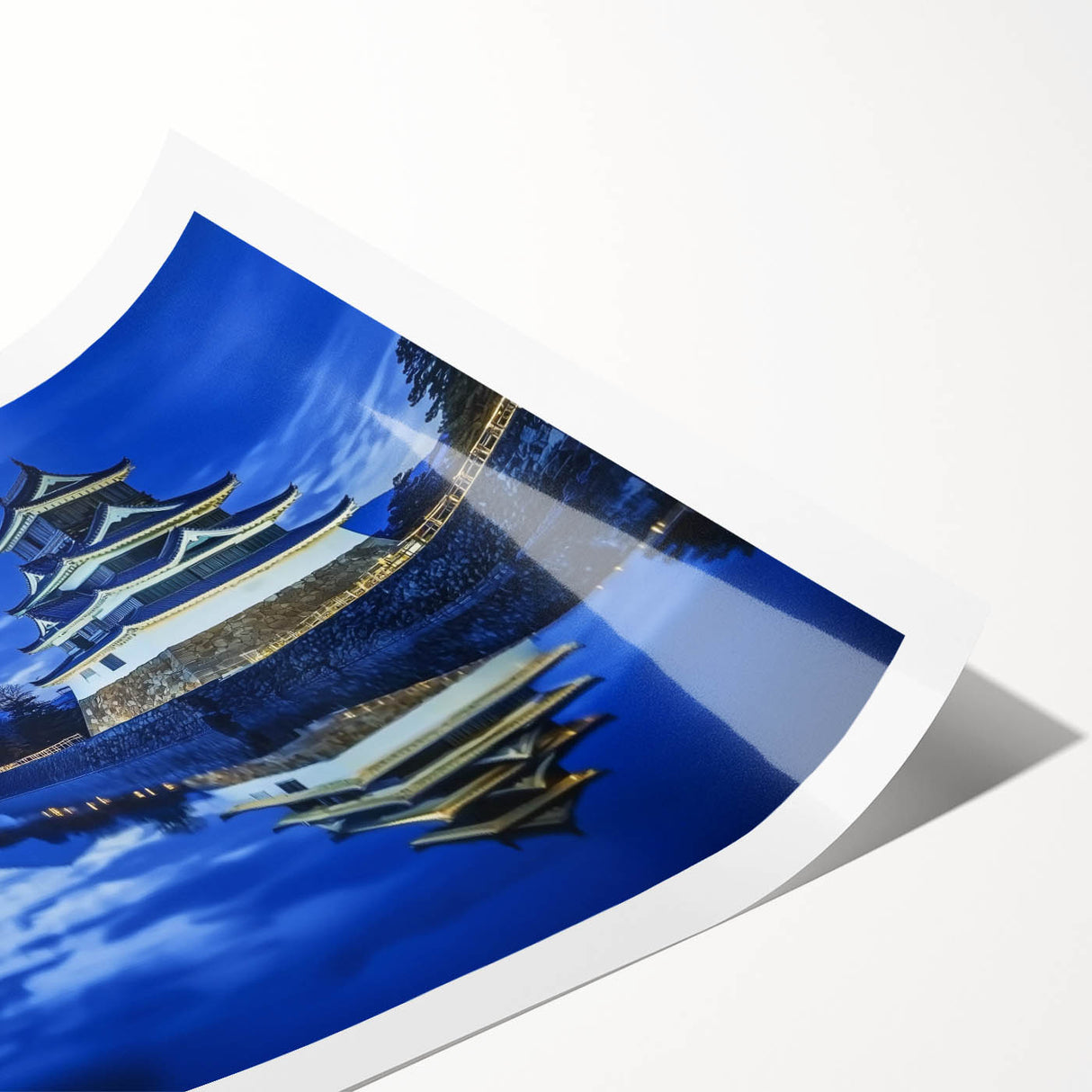 Scenic landscape canvas print featuring a majestic castle surrounded by lush greenery and blue skies, rolled for easy shipping in a protective tube. Perfect for home decor enthusiasts seeking a touch of elegance.