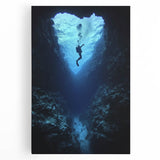 Vibrant stretched canvas artwork depicting a serene landscape with caves and lush greenery, perfect for home décor or art enthusiasts seeking nature-inspired pieces.