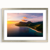 Framed landscape art print showcasing a dramatic cliff scene, featuring a silver mat and a sleek frame, ideal for enhancing modern home decor.