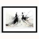 Elegant Abstract Dancers - Modern Black & White Living Room Wall Art