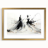 Elegant Abstract Dancers - Modern Black & White Living Room Wall Art