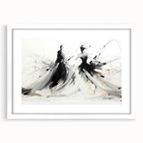Elegant Abstract Dancers - Modern Black & White Living Room Wall Art