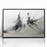 Elegant Abstract Dancers - Modern Black & White Living Room Wall Art