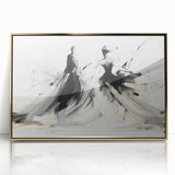 Elegant Abstract Dancers - Modern Black & White Living Room Wall Art