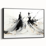 Elegant Abstract Dancers - Modern Black & White Living Room Wall Art