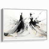Elegant Abstract Dancers - Modern Black & White Living Room Wall Art