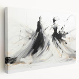 Elegant Abstract Dancers - Modern Black & White Living Room Wall Art